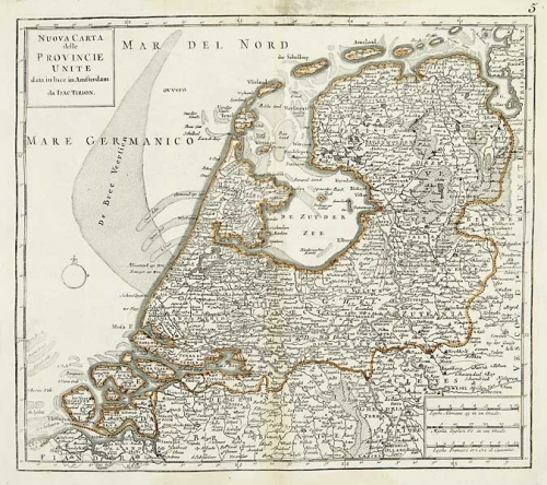 Nuova Carta delle Provincie Unite data in luce in Amsterdam da Isac Tirion.