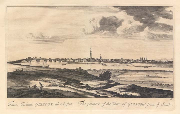 Facies Gwitatis Glascoae ab Austro - The Prospect of ye Town of Glasgow from ye South.