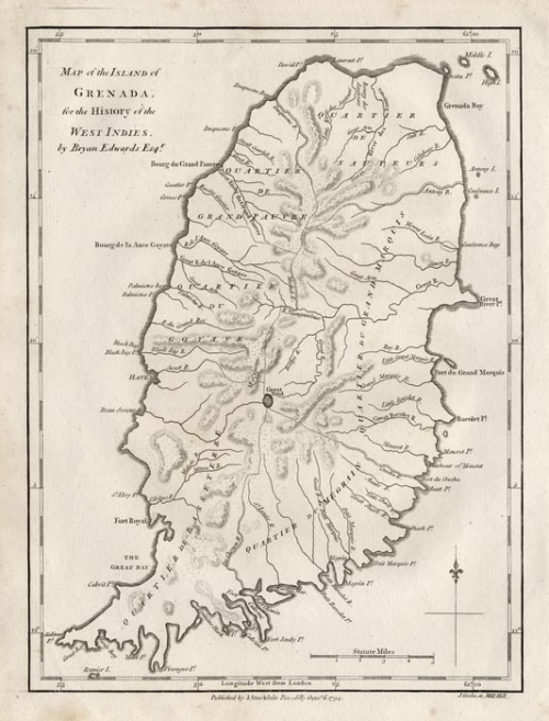 Map of the Island of Grenada for the History of the West Indies, by Bryan Edwards Esqr.