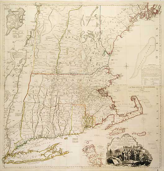 A Map of the Most Inhabited Part of New England  Containing the Provinces of Massachusetts Bay and New Hampshire. with the Colonies of Connecticut and Rhode Island, Divided into Counties and Townships: ...