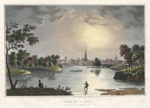 View of St. Louis. : From South of Chauteaus Lake.