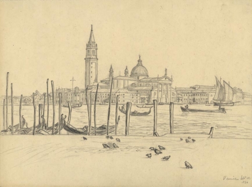 San Marco Campanile and Basilica of Saint Mark (Venice. Sept, 28, 1934).
