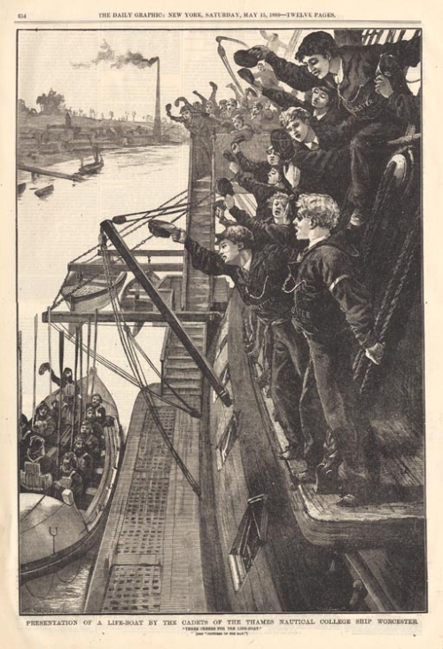 Presentation of a Life-Boat by the Cadets of the Thames Nautical College Ship Worcester. "Three Cheers for the Life-Boat."