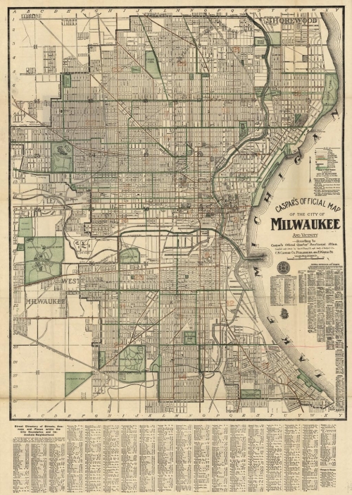 Caspar's Official Map of the City of Milwaukee and Vicinity.