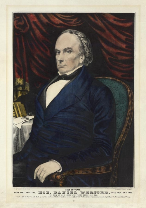 Aged 70 Years. : Born Jany. 18th 1782. Hon. Daniel Webster. : Died Oct. 24th 1852. : The Days of Our Years are Three Score and Ten. . . .