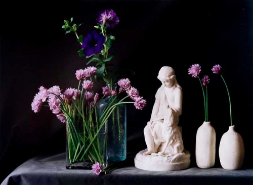 Figure with Purple Blossoms.
