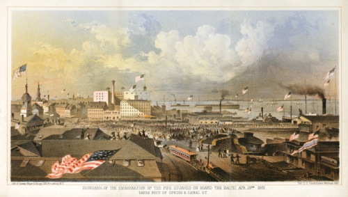 Panorama of the Embarkation of the Fire Zouaves on Board the Baltic Apr. 29th 1861. : Taken Foot of Spring & Canal St.
