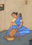 Mother in Blue Sari with Child.