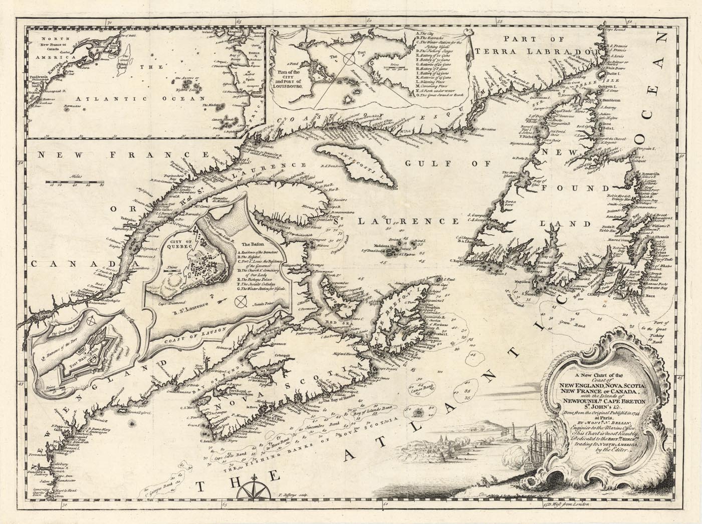 New Chart of the Coast of New England, Nova Scotia, New France or Canada. A,