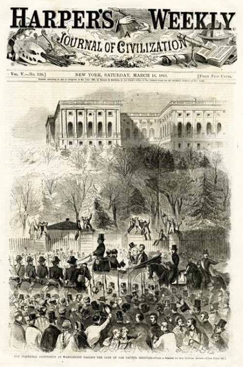 Inaugural Procession at Washington Passing the Gate of the Capitol Grounds. The,