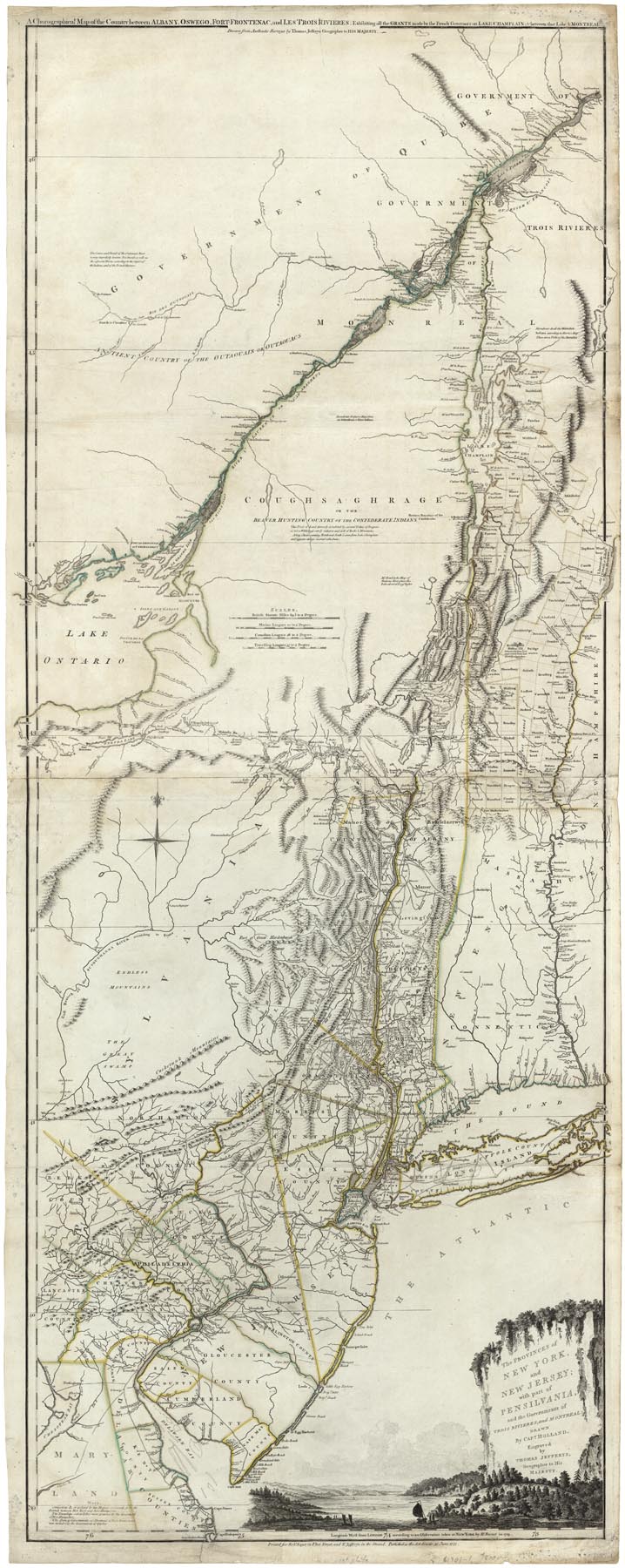 The Provinces of New York and New Jersey with part of Pensilvania, and the Goverments of Trois Riveres, and Montreal; Drawn by Capt. Holland. Engraved by Thomas Jefferys, Geographer to His Majesty.