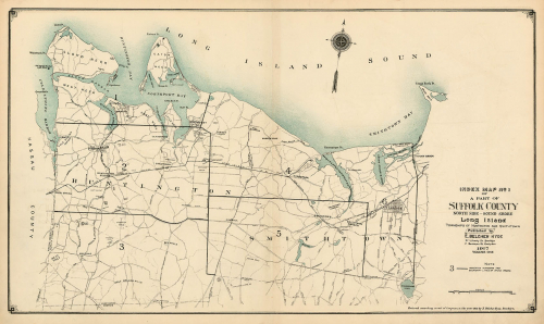 Index map No. 1 of a part of Suffolk County, North Side - Sound Shore Long Island. Townships of Huntington and Smithtown.