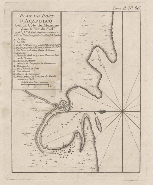 Plan du Port D'Acapulco Sur la Cote du Mexique dans la Mer du Sud. (Acapulco, Mexico)