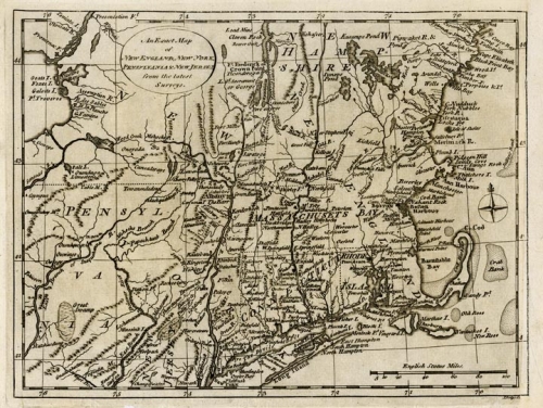 Exact Map of New England, New York, Pensylvania & New Jersey, from the latest Surveys. An,