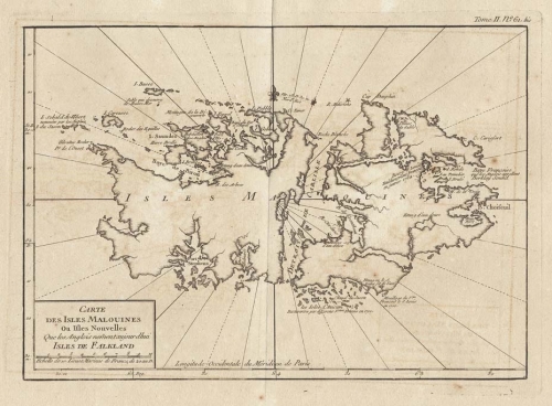 Carte des Islaes Malouines on Isles Nouvelles. (Falkland Islands)
