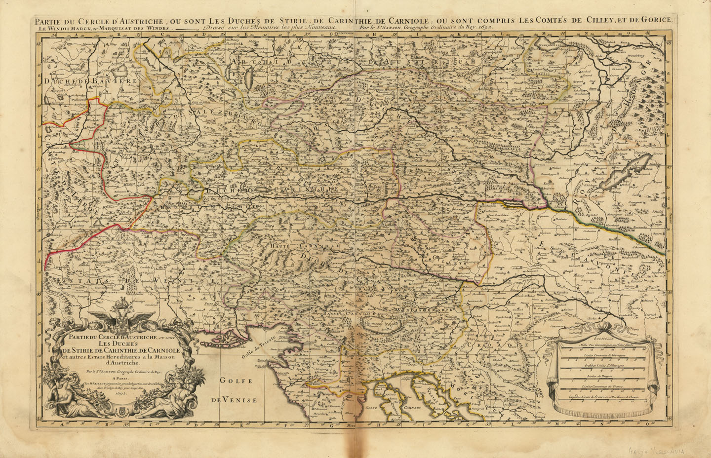 Partie du Cercle d'Austriche, ou sont les Duches de Stirie, de Carinthie, de Carniole et autres Estates Hereditaires a la Maison d'Austriche.