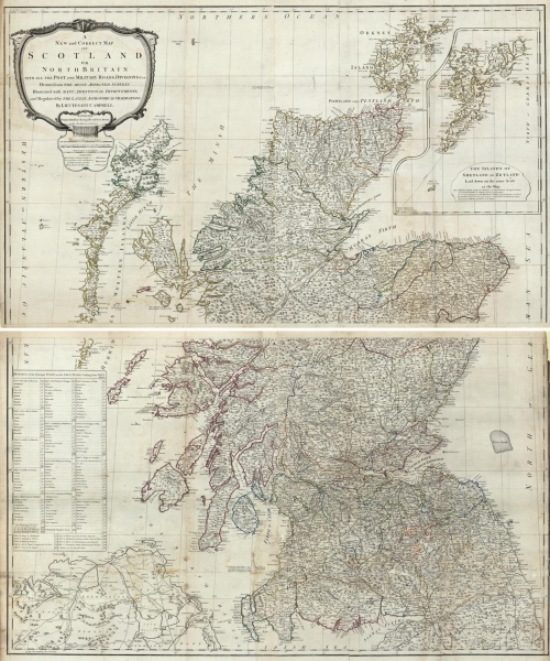 New and Correct map of Scotland or North Britain, with all the Post and Military Roads, Divisions & ca.