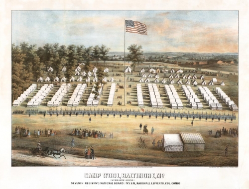 Camp Wool, Baltimore, MD : (Stewarts' Grove.) : Seventh Regiment, (National Guard.) N.Y.S.M., Marshall Lefferts, Col. Comdg.