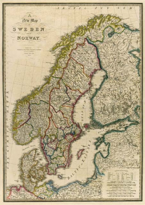 New Map of Sweden and Norway. A,