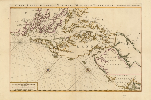 Carte Particuliere De Virginie, Maryland, Pennsilvanie, La Nouvelle Iarsey Orient et Occidentale.