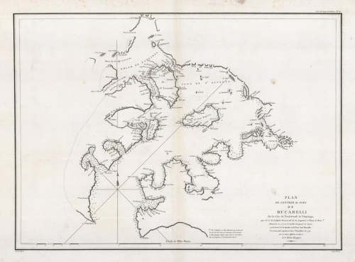 Plan de l'Entree du Port de Bucarelli sur la Cote du Nord-Ouest de l'Amerique, par 55°15' de Latitude Nord et 136°15' de Longitude a l'Ouest de Paris ...