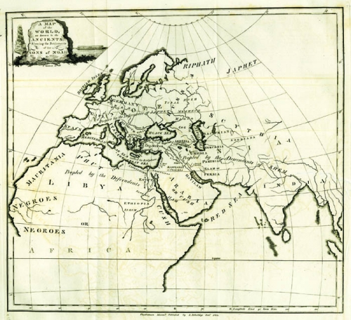 Map of the World, as known to the Ancients; Shewing the Settlements of the Sons of Noah,&c., A.