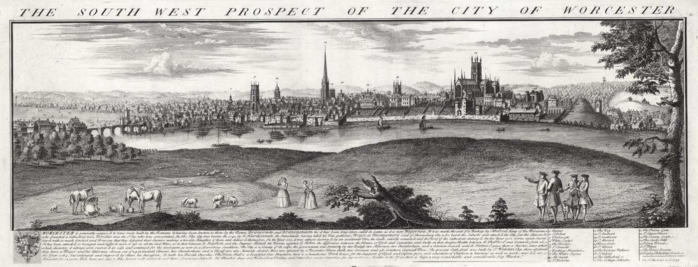 The South West Prospect of the City of Worcester.