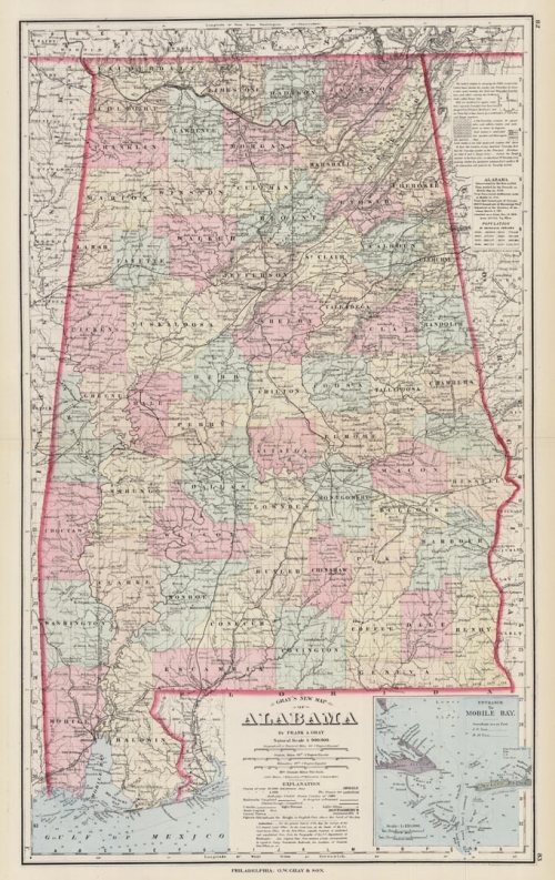 Gray's New Map of Alabama.  By Frank A. Gray.