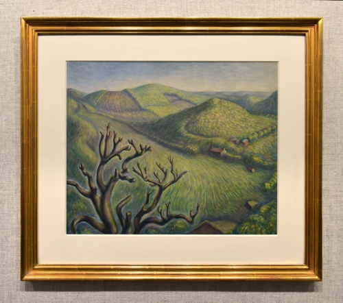 Untitled. (Rolling hills and houses).