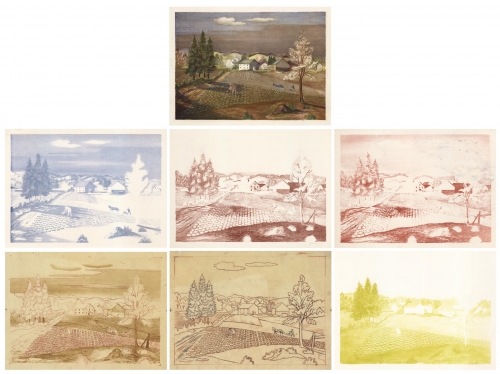 Spring.  [Set of Seven - one finished and six preliminary prints.]