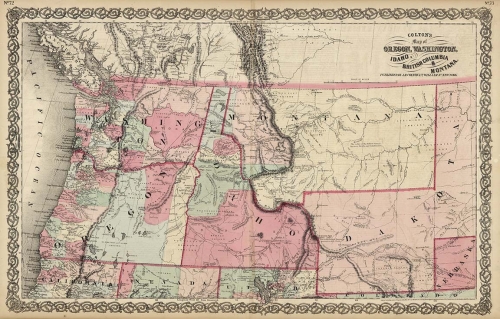 Colton's Map of Oregon, Washington, Idaho, British Columbia and Montana.