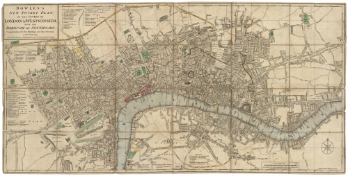 Bowles's New Pocket Plan of the Cities of London & Westminster: With the Borough of Southwark: Comprehending the New Buildings and other Alterations to the 1779.