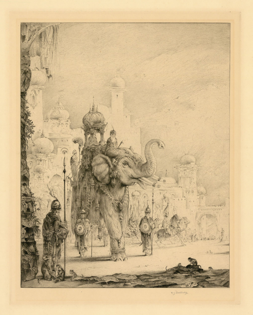 Untitled.  [Man riding Elephant in India.]