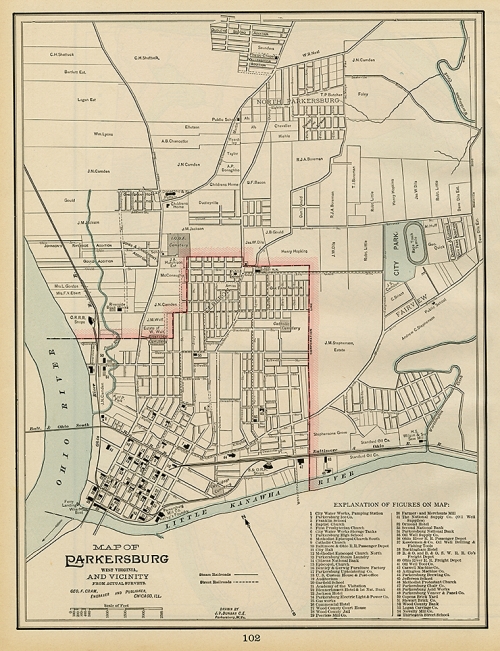 Map of Parkersburg West Virginia, and Vicinity. From Actual Surveys.
