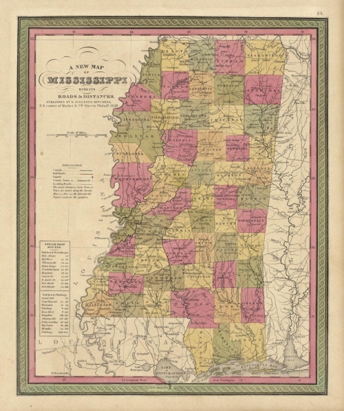 New Map of Mississippi with its Roads & Distances. A,