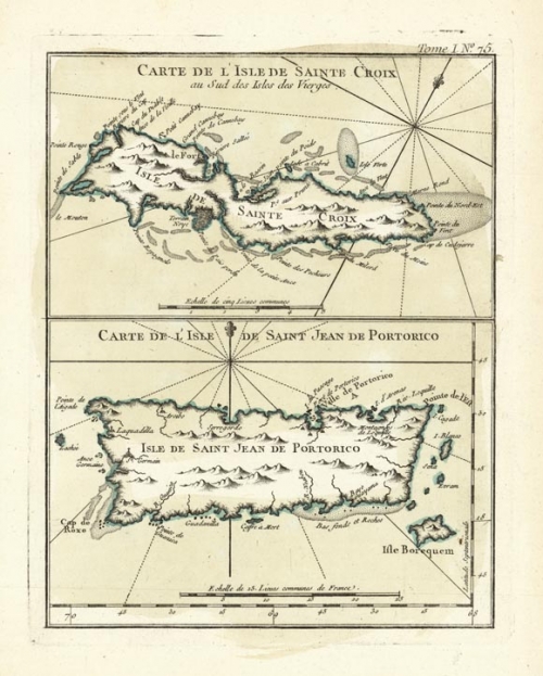 Carte de l'Isle de Sainte Croix au Sud des Isles des Vierges [and] Carte de l'Isle de Saint Jean de Portorico.
