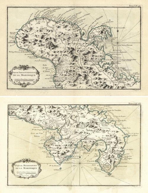 Partie Septentrionale de la Martinique [and] Partie Meridionale de la Martinique. [Pair].