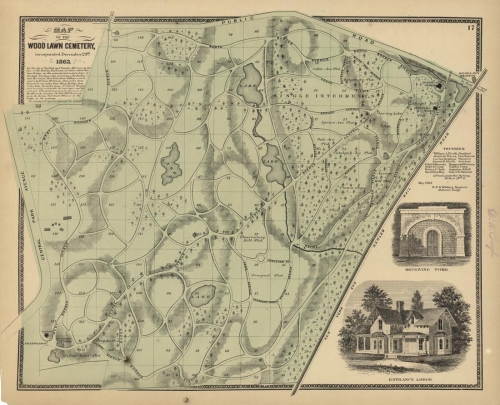 Map of the Woodlawn Cemetery, Incorporated December 29th 1863.