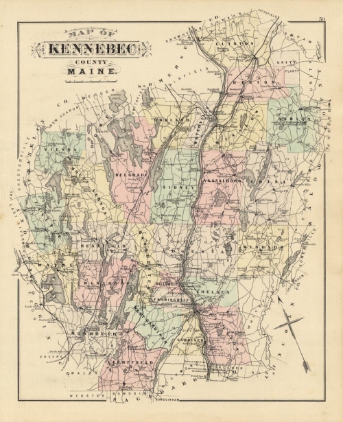 Map of Kennebec County Maine.
