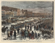 Car Blockade in the Bowery.