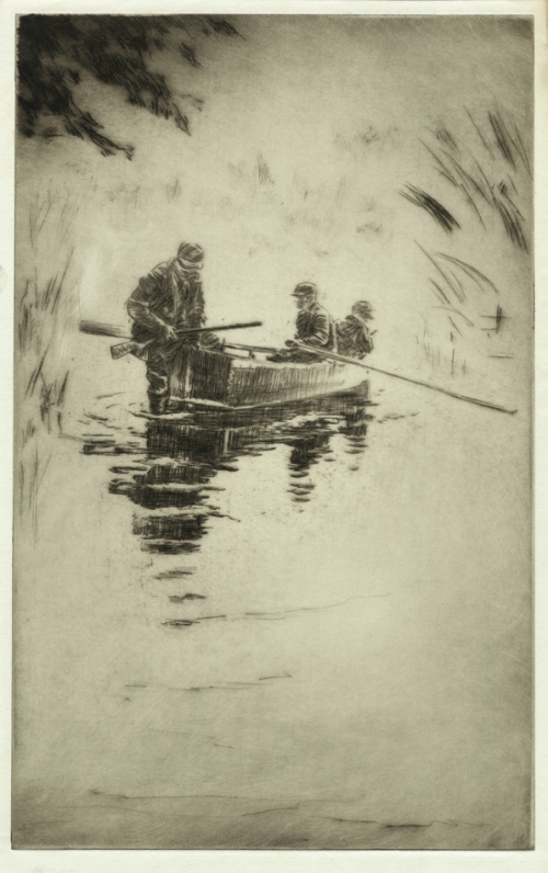 Untitled.  (Three Hunters in a boat).