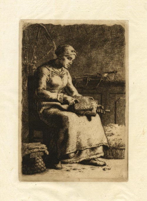 La Cardeuse.  (Woman Carding Wool.)