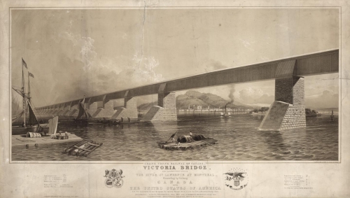 Grand Trunk Railway of Canada. Victoria Bridge, now Constructed Across the River St. Lawrence at Montreal, Connecting by Railway Canada with the United States of America.