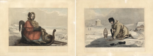 Snow Shoeing [sic] near Quebec. [and] Winter Scene on the River St. Lawrence, 1844.