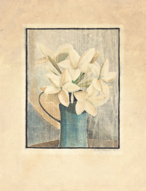 Still Life with White Frangipani Flowers.  [Untitled].