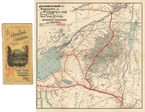 Mohawk & Malone RY. Adirondack & St. Lawrence Line. The New Route in connection with the New York Central to the  Adirondack Mountains and Montreal.