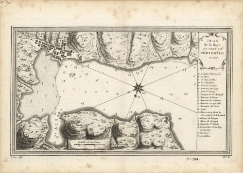Plan de la Baye et Ville de Portobello en 1736