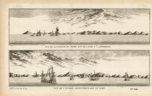 Vue de la Painte du Nord Est de L Isle Ste. Catherine (and) Vue de L'Entree Septentrionale du Port