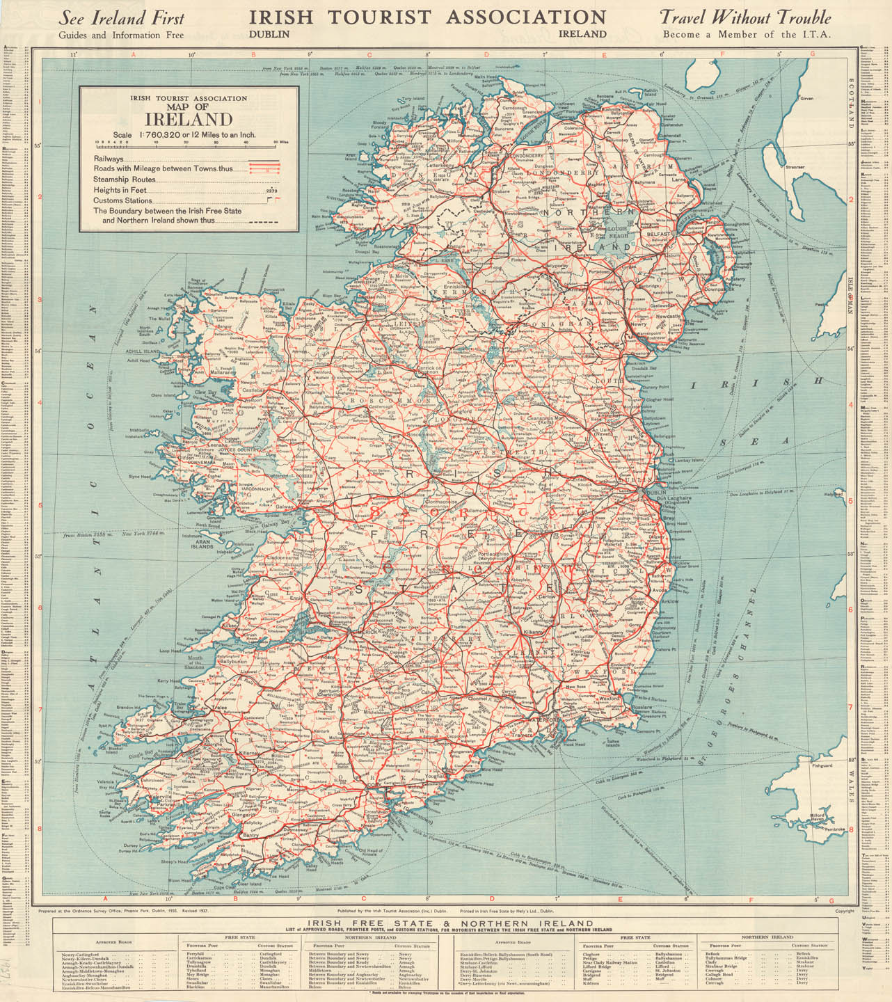 irish-tourist-association-map-of-ireland-the-old-print-shop for Printable Map Of Ireland Free Irish Tourist Association Map of Ireland. | The Old Print Shop for Printable Map Of Ireland Free
