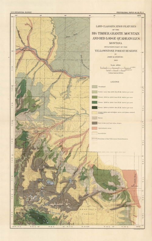 Land Classification Features of the Big Timber, Granite Mountain and Red Lodge Quadrangles Montana. Including part of the Yellowstone Forest Reserve.